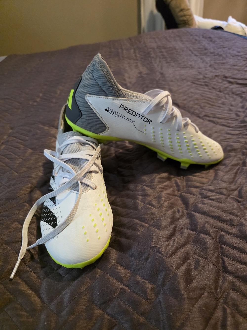 adidas Predator White Gray Neon Green Men's Soccer Cleats